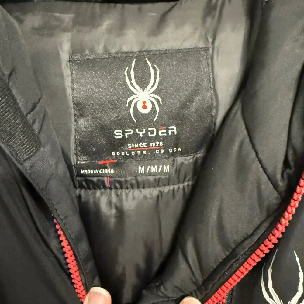 Spyder Men's city to Slope Ski Jacket Black‎ Gray Red Full Zip Hooded M